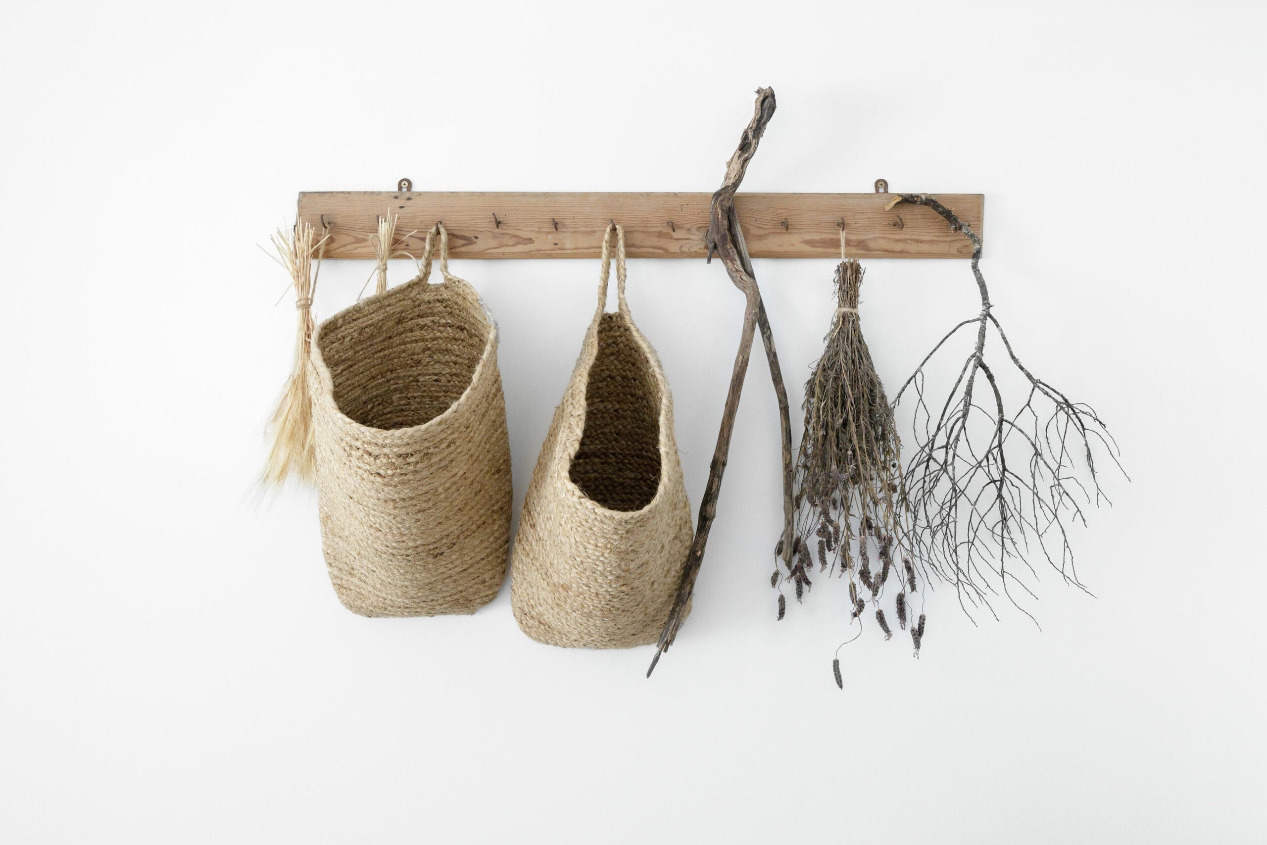 Natural Display Of Branches On Hooks Substainable Home
